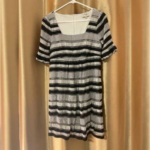 Striped Midi Dress With Ruffles